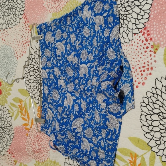 Zara Vibrant Blue Floral Patterned Pareo Short Size L - Picture 11 of 14